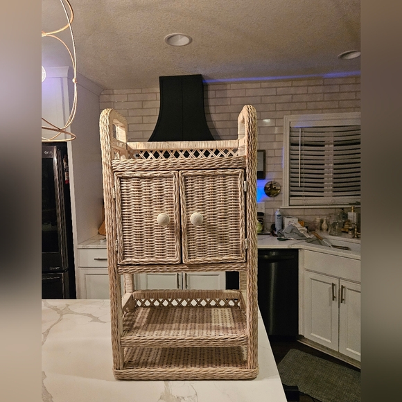 Rattan / Wicker Hanging Shelf With Cabinet Storage